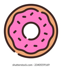 Donut Simple Line Icon Symbol Logo
