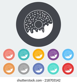Donut. Single flat icon on the circle. Vector illustration.