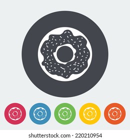 Donut. Single flat icon on the circle. Vector illustration.
