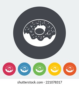 Donut. Single flat icon on the circle. Vector illustration.
