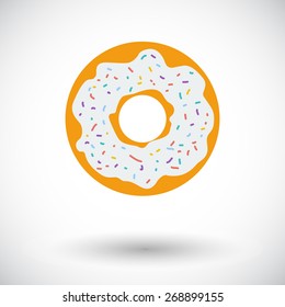 Donut. Single flat icon on white background. Vector illustration.