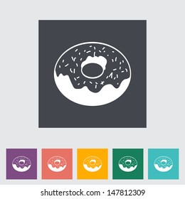 Donut. Single flat icon. Vector illustration.