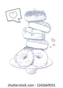 Donut Sketch Illustration with Digital Sketch Style. Ready to use for your commercial bussiness, illustration design, decorative design, cover design and many more