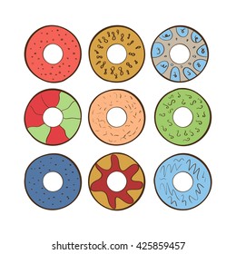 Donut. Sketch. Set. 