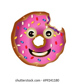 Donut smile on white background