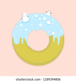 Donut with snowman dolls.