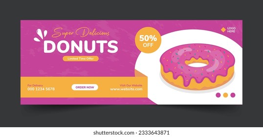 Donut social media cover post or web banner template design vector illustration