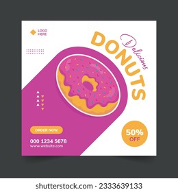 Donut Social Media post or web banner template design