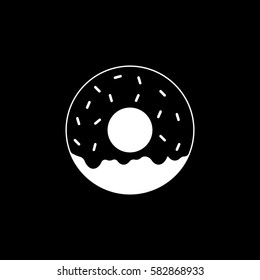 Donut solid icon, food & drink elements, sweets sign, a filled pattern on a black background, eps 10.