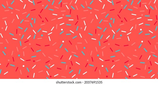 Donut sprinkle rainbow vector seamless background. Confetti cake icing glaze. Ice cream Birthday party pattern. Kids dessert repeat bakery texture.