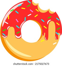 Donut With Sprinkler Topping. Sweet Pink Sugar Glazed Donut In Isolated White Background. These Images Are Perfect For Cafe Menu Or Online Store