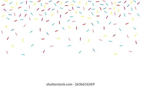 Polvilhas de rosquinha caindo confete fundo doce doce doce doce retro. Bonito sobremesa decoração colorido polvilhar elementos. Aniversário, festa