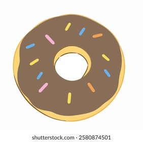 A donut with sprinkles, ideal for dessert, sweet treats, and snack designs.