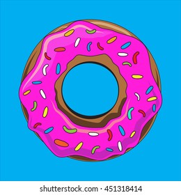 Donut with sprinkles isolated vector illustration