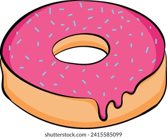 donut with sprinkles stylized art illustration
