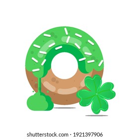 Donut for st patricks day, vector art illustration.