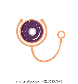 Donut stethoscope vector logo design template.