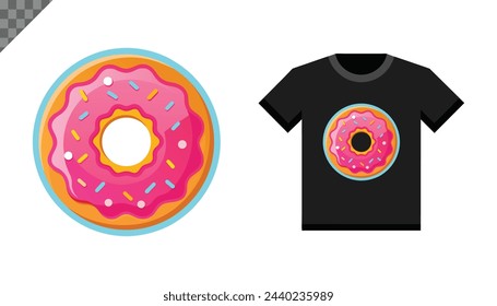 Donut sticker with T shirt design pro Vector.