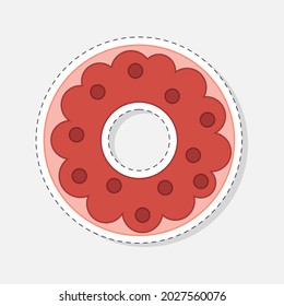 Donut sticker. Vector illustration in a flat style