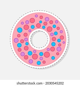 Sticker de Donut. Ilustración vectorial en un estilo plano