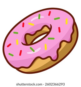 donut with strawberry cream cartoon illustration