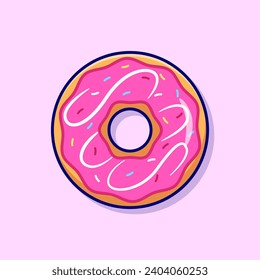 Donut Strawberry Cream Cartoon Vector Icon Illustration.
Food Object Icon Concept Isolated Premium Vector. Flat 
Cartoon Style