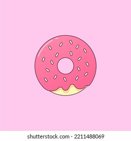 Donut with strawberry jam simple isolated vector design