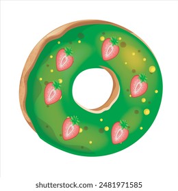 Donut with strawberry toping vector illustration