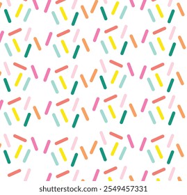 Donut, süßer Konfetti-Hintergrund. Süßer Kuchen, Konfetti-Konfetti-Textur, nahtloses Muster.