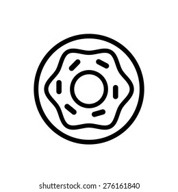 Donut sweet dessert with a flower shape in the circle outline from top view  symbol icon vector illustration eps10 on white background