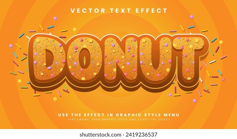 Donut sweet editable text effect with dessert and cake text style