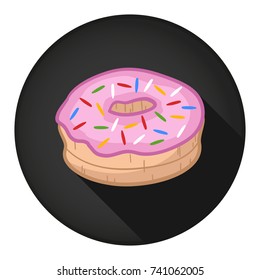 Donut Sweet Icon Round Flat Vector Art Design Color Illustration