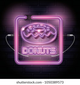 donut sweet neon label