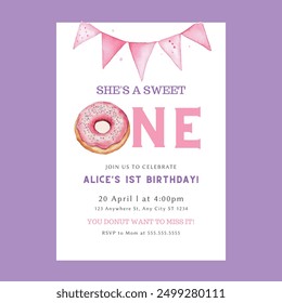 Donut Sweet One Birthday Invitation