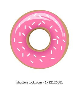 Donut with Sweet pink sugar Topping and sprinkles vector design illustration.