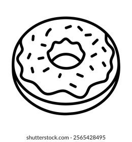 A donut, sweet treats, snacks round line vector icon with editable stroke 