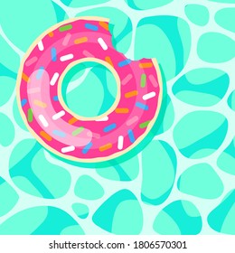 donut swim ring on the pool cartoon illustration
