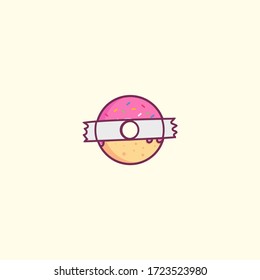 Donut With Tape Logo Design Vector Template