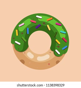 Donut with tasty cream. Vector isolated