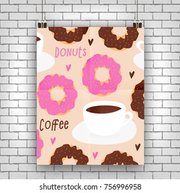 Donut and tea cup design, love concept with hearts