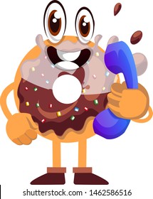 Salto con teléfono, ilustración, vector sobre fondo blanco.