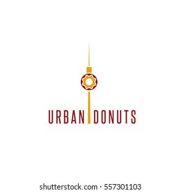 donut and television tower vector design template