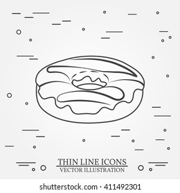donut thin line design pen icon vector drawing image graphic art