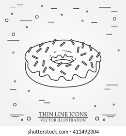 Donut  thin line design.  Donut pen Icon.  Donut pen Icon Vector.  Donut pen Icon Drawing.  Donut pen Icon Image.  Donut pen Icon Graphic.  Donut pen Icon Art.  Thin line icon.