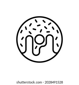 Donut thin line icon, bakery, dessert. Modern vector illustration
