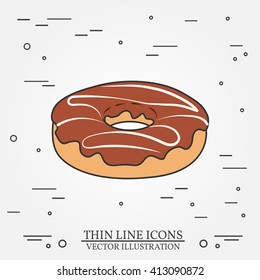 Donut thin line icon.  Donut isolated. Vector dark grey. Vector illustration.For web design and application interface, also useful for infographics.