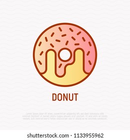Donut thin line icon. Modern vector illustration for bakery logo.