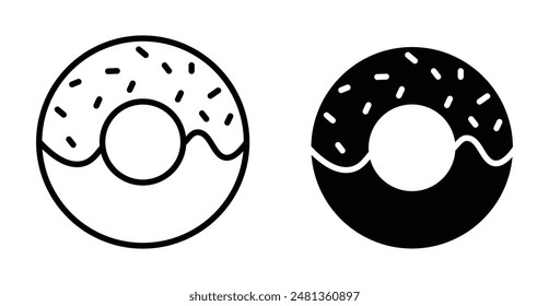 Donut thin line vector icon set.