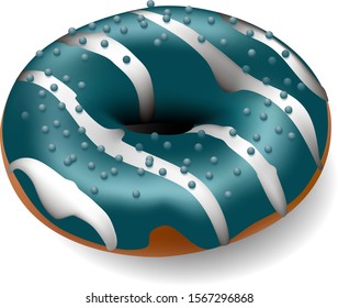 Donut with turquoise glaze. Vector
