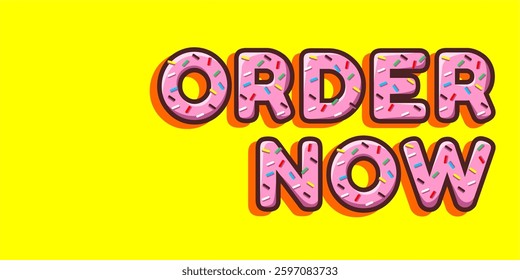 Donut typography font effect  illustration with background yellow